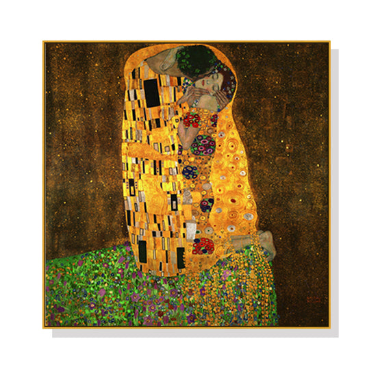 50cmx50cm Kissing by Gustav Klimt Gold Frame Canvas Wall Art - image1