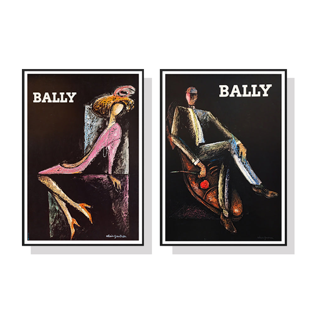 40cmx60cm Bally Man & Woman 2 Sets Black Frame Canvas Wall Art - image1