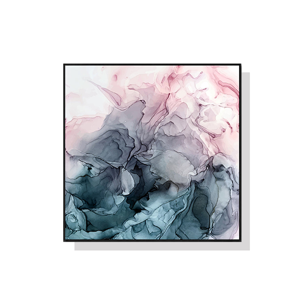 60cmx60cm Marbled Pink Grey Black Frame Canvas Wall Art - image1