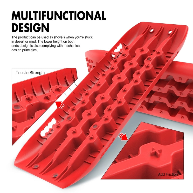 X-BULL KIT1 Recovery track Board Traction Sand trucks strap mounting 4x4 Sand Snow Car RED - image7