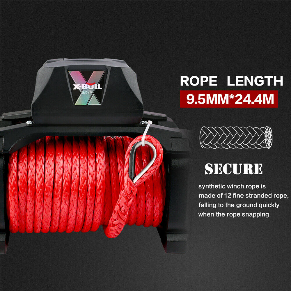 X-BULL Electric Winch 12V Synthetic Rope Wireless 14500LB Remote 4X4 4WD Boat - image5