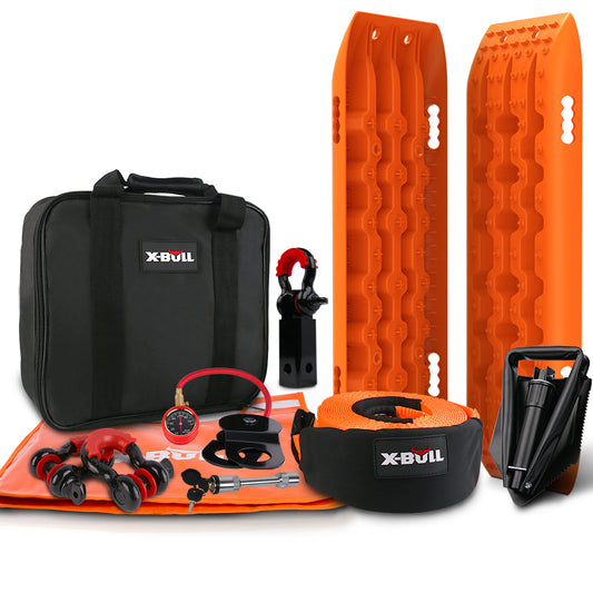X-BULL Winch Recovery Kit Recovery tracks /Snatch Strap Off Road 4WD orange - image1