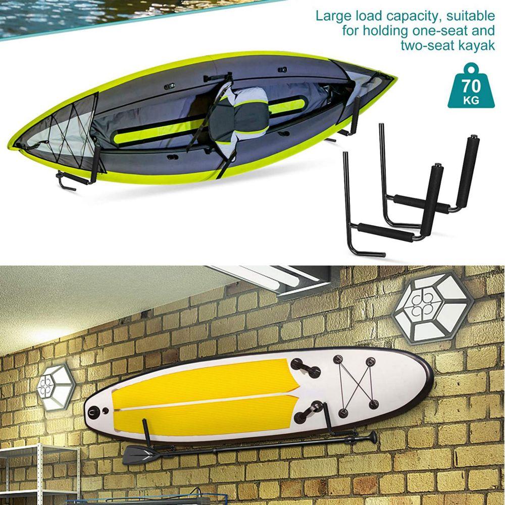 2Pcs Kayak Wall Rack Carrier Canoe Paddle Surfboard Holder Wall Mount Shelf - image2