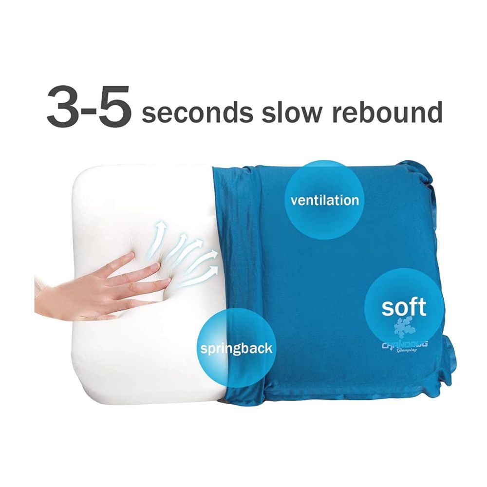 Self Inflating Camping Pillow with Ergonomic 4D Support - Blue - image4