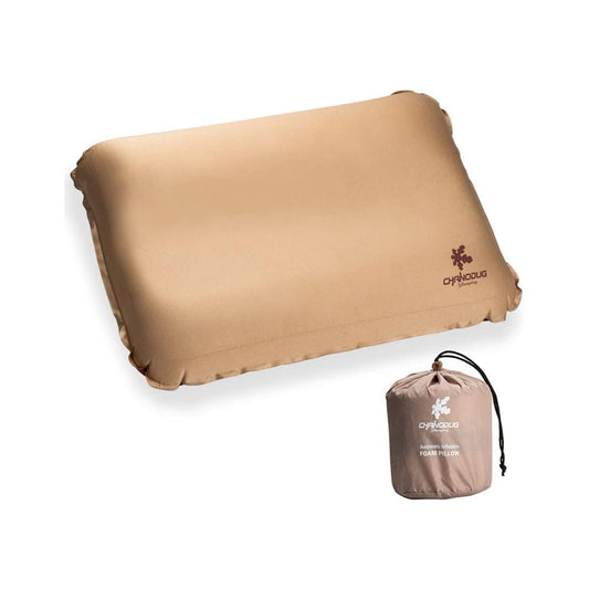 Self Inflating Camping Pillow with Ergonomic 3D Support - Gold - image1