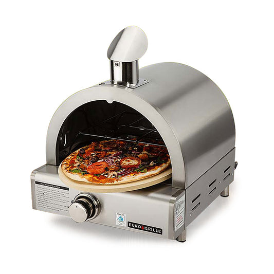 EuroGrille Portable Pizza Oven BBQ Camping LPG Gas Benchtop Stainless Steel - image1
