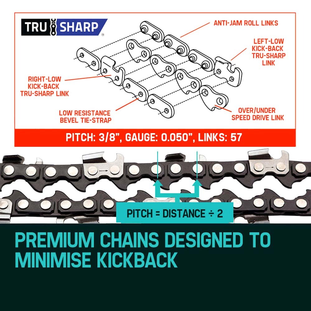 2 X 16 Baumr-AG Chainsaw Chain 16in Bar Replacement Suits SX38 38CC Saws - image3