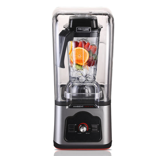 POLYCOOL Commercial Blender Quiet Enclosed Processor Smoothie Mixer Cafe, Silver - image1