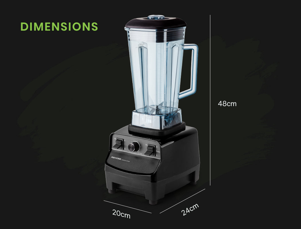 POLYCOOL 2L Commercial Blender Mixer Food Processor Smoothie Ice Crush Black - image5