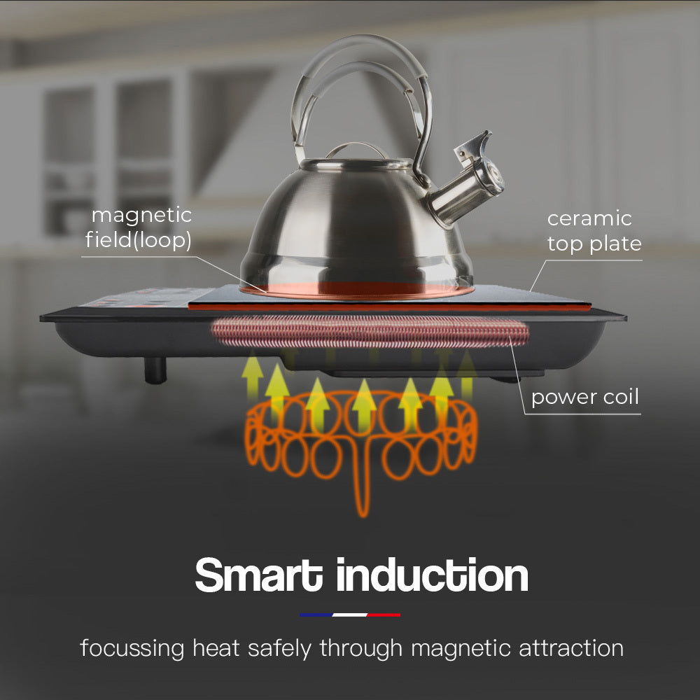 EuroChef Electric Induction Portable Cooktop Ceramic Hot Plate Kitchen Cooker 10AMP - image3