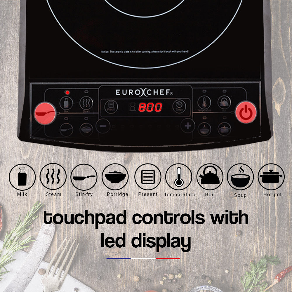 EuroChef Electric Induction Portable Cooktop Ceramic Hot Plate Kitchen Cooker 10AMP - image7