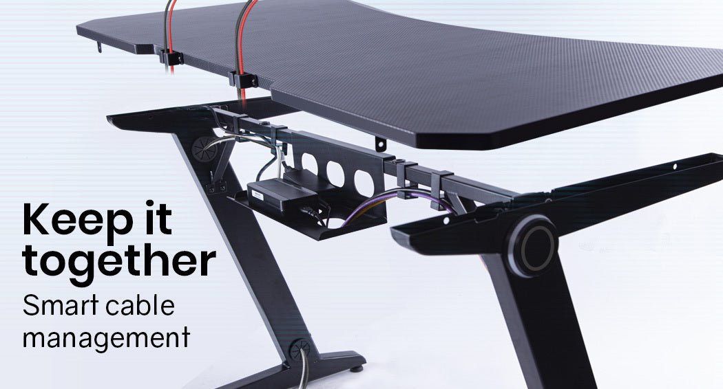 OVERDRIVE Gaming Desk 120cm PC Table Setup Computer Carbon Fiber Style Black - image10