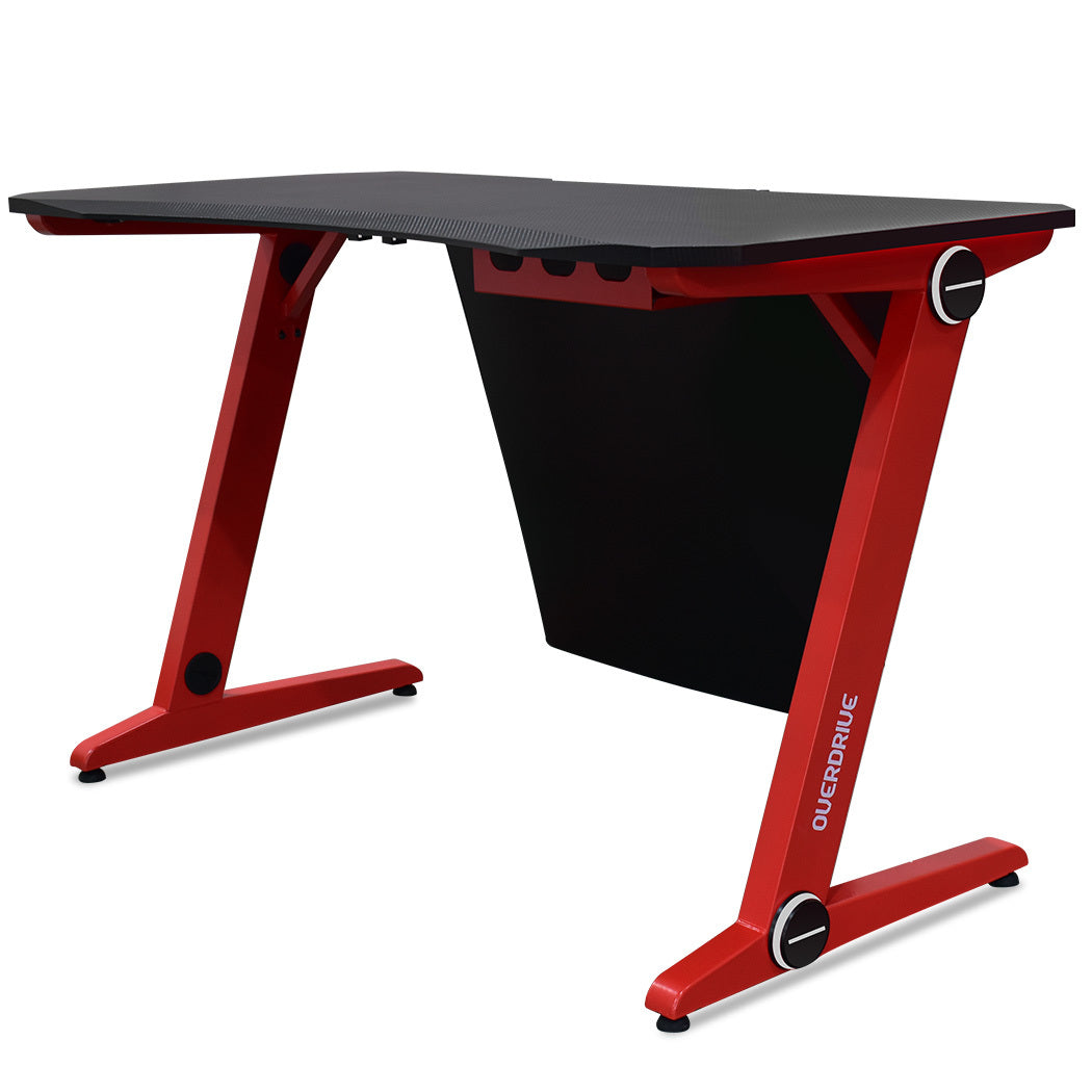 OVERDRIVE Gaming Desk 120cm PC Table Setup Computer Carbon Fiber Style Black Red - image1