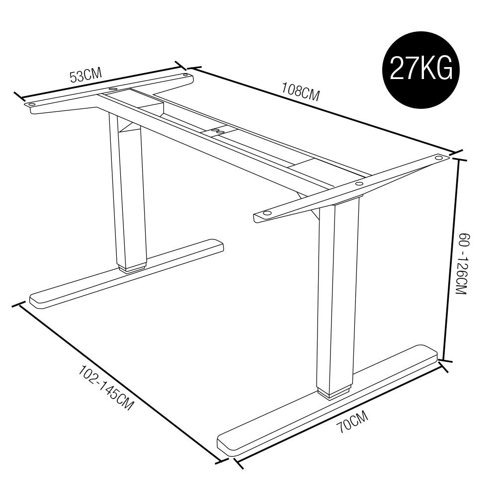 FORTIA Height Adjustable Standing Desk Frame Only Sit Stand Electric Office SLV - image5