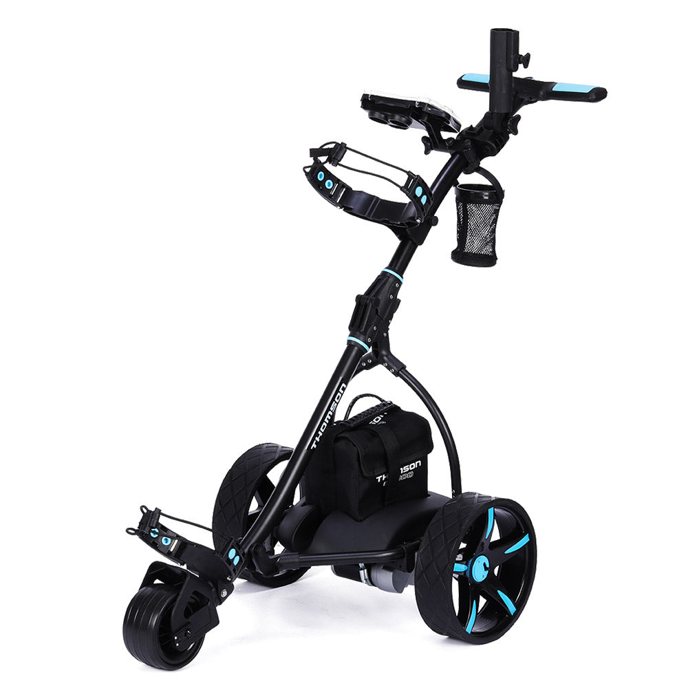 THOMSON Golf Buggy Electric Trolley Automatic Motorised Foldable Cart LED Black - image1