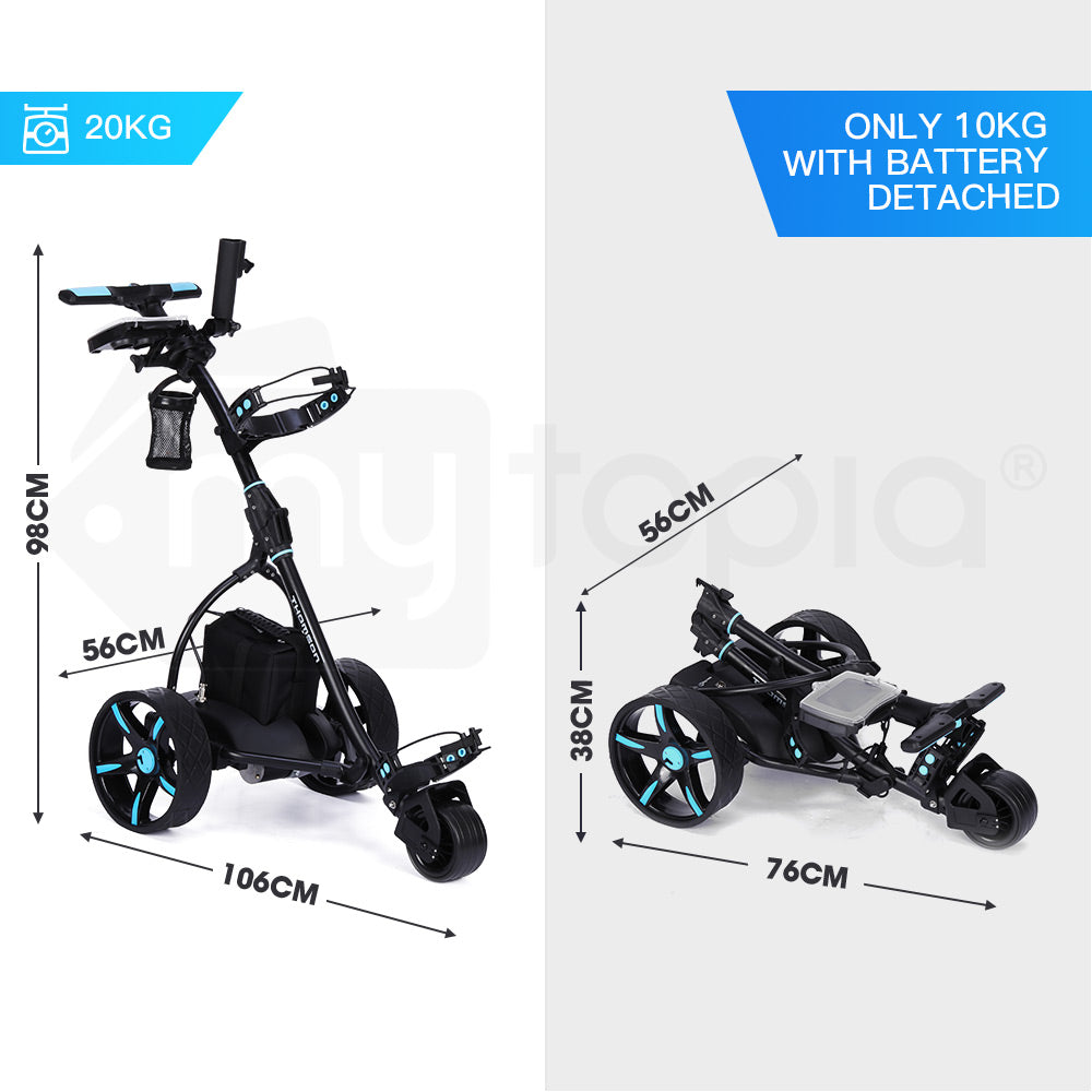 THOMSON Golf Buggy Electric Trolley Automatic Motorised Foldable Cart LED Black - image6