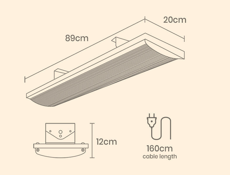 BIO 1800W Outdoor Strip Heater Electric Radiant Panel Bar Wall Ceiling Mounted - image6