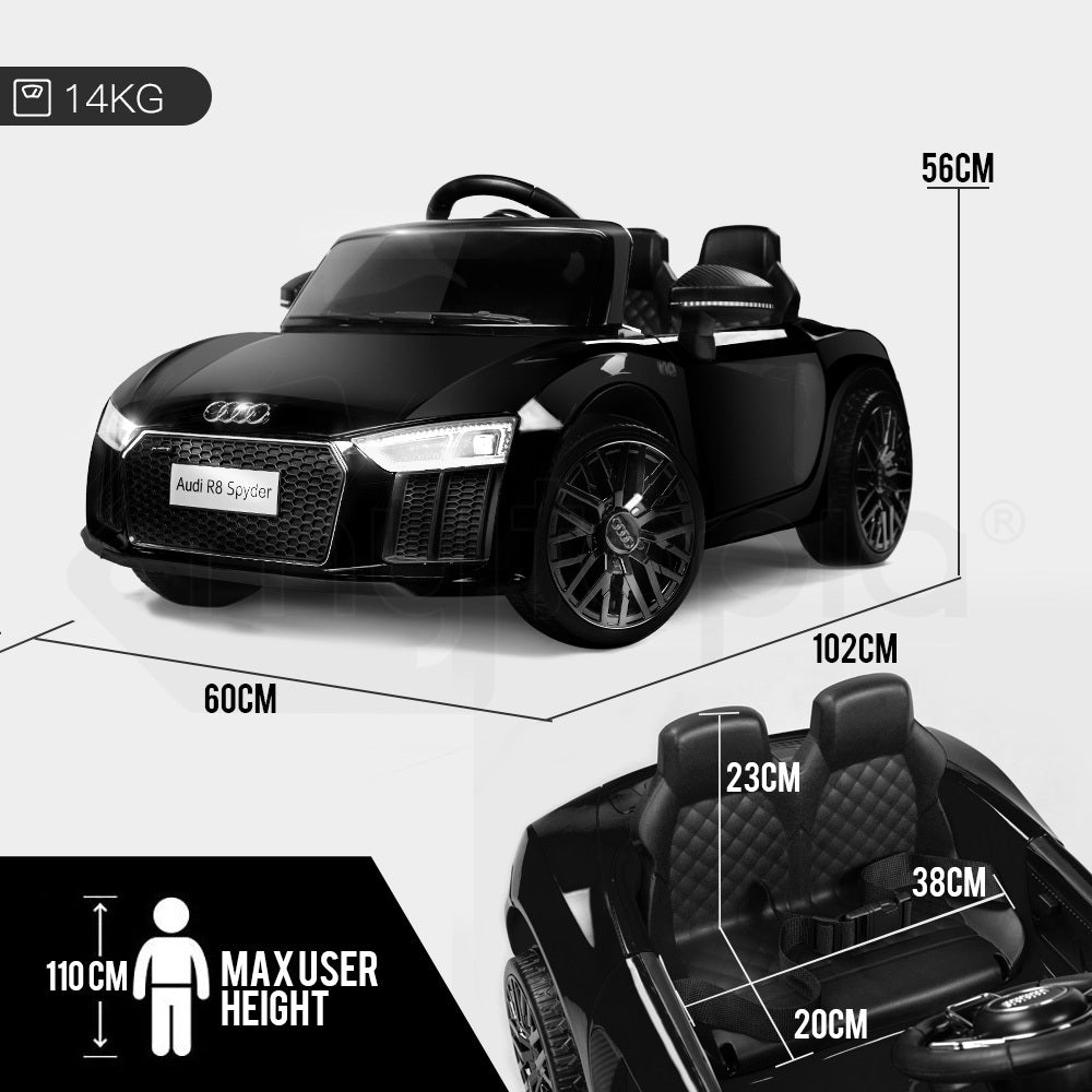 LICENSED AUDI R8 Kids Ride On Car Toy Spyder Electric Remote Control Black 12V - image6