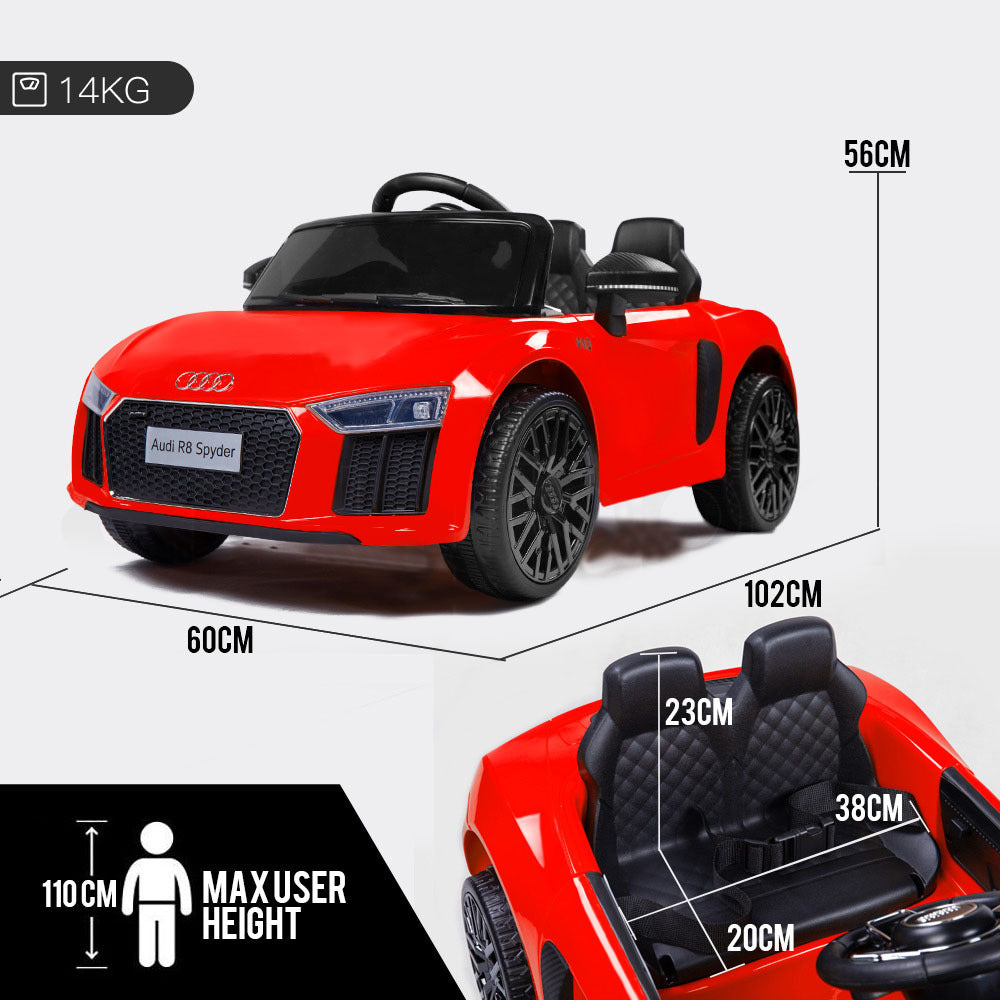 Rovo Kids Kids Ride-On Car Licensed AUDI R8 SPYDER Battery Electric Toy Remote 12V Red - image6