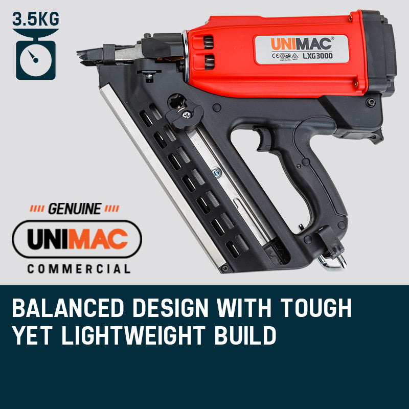 UNIMAC Cordless Framing Nailer 34 Degree Gas Nail Gun Portable Battery Charger - image2