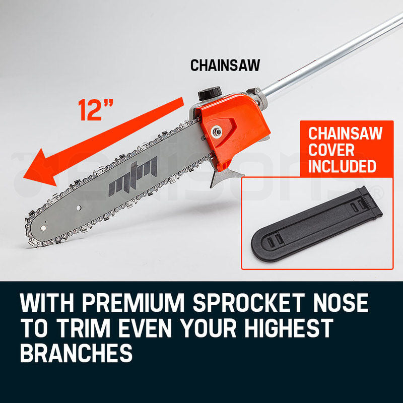 MTM 62CC Long Reach Pole Chainsaw Hedge Trimmer Pruner Chain Saw Cutter Multi Tool - image7