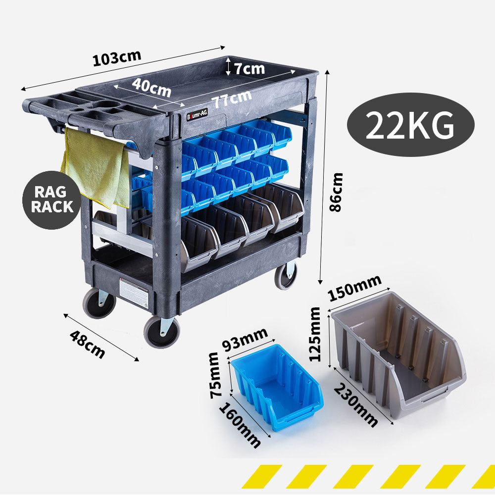 Parts Bin Trolley Service Utility Cart Storage Mobile Tool Workshop - image6