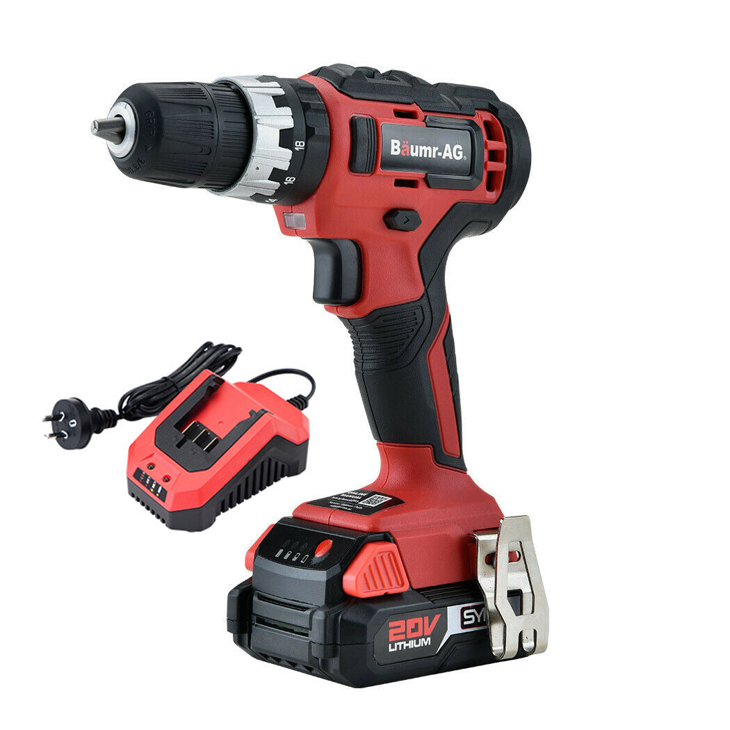 BAUMR-AG 20V Cordless Power Drill Kit Lithium Battery Hammer Drilling with Bag - image1