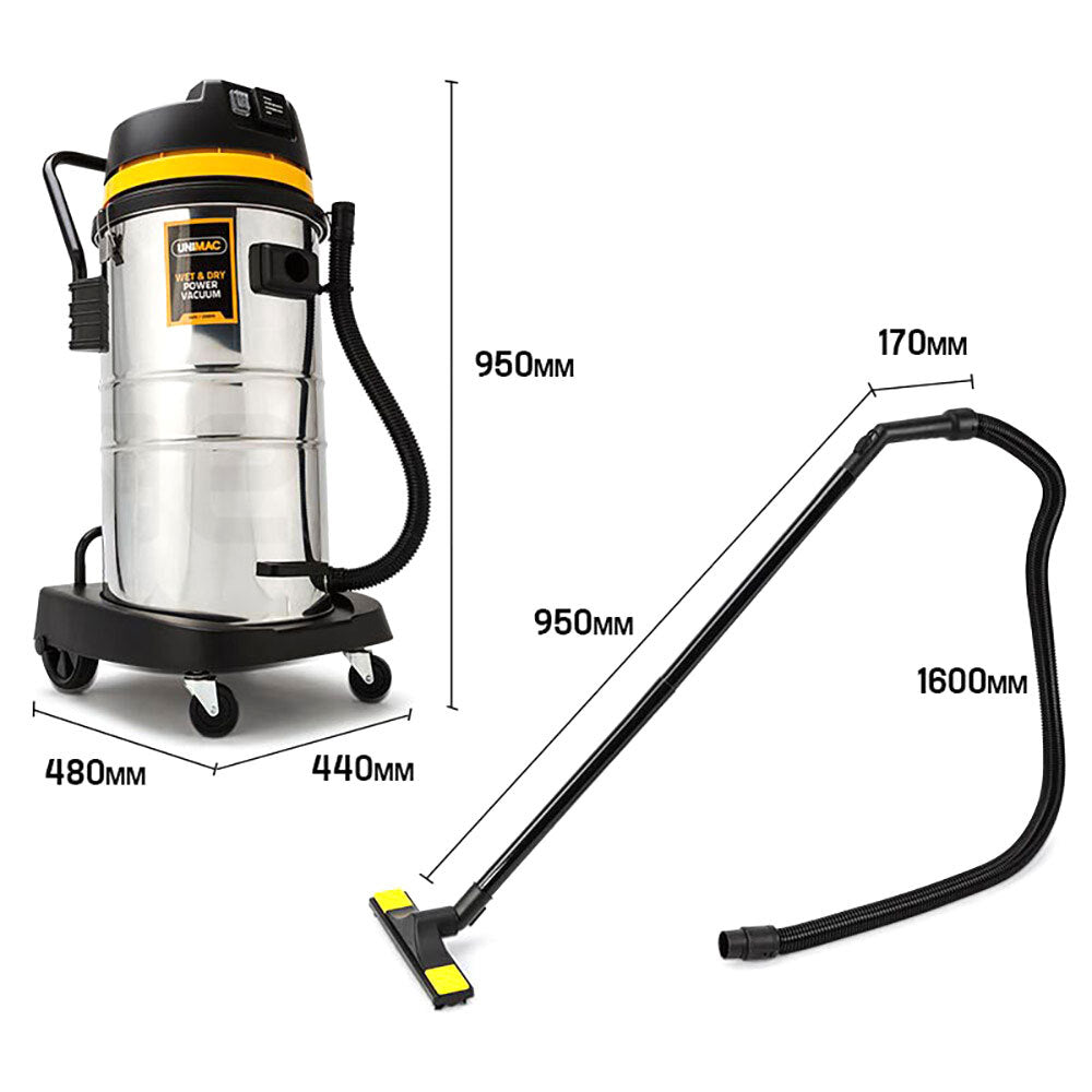 UNIMAC 60L Wet and Dry Vacuum Cleaner Bagless Industrial Grade Drywall Vac - image6