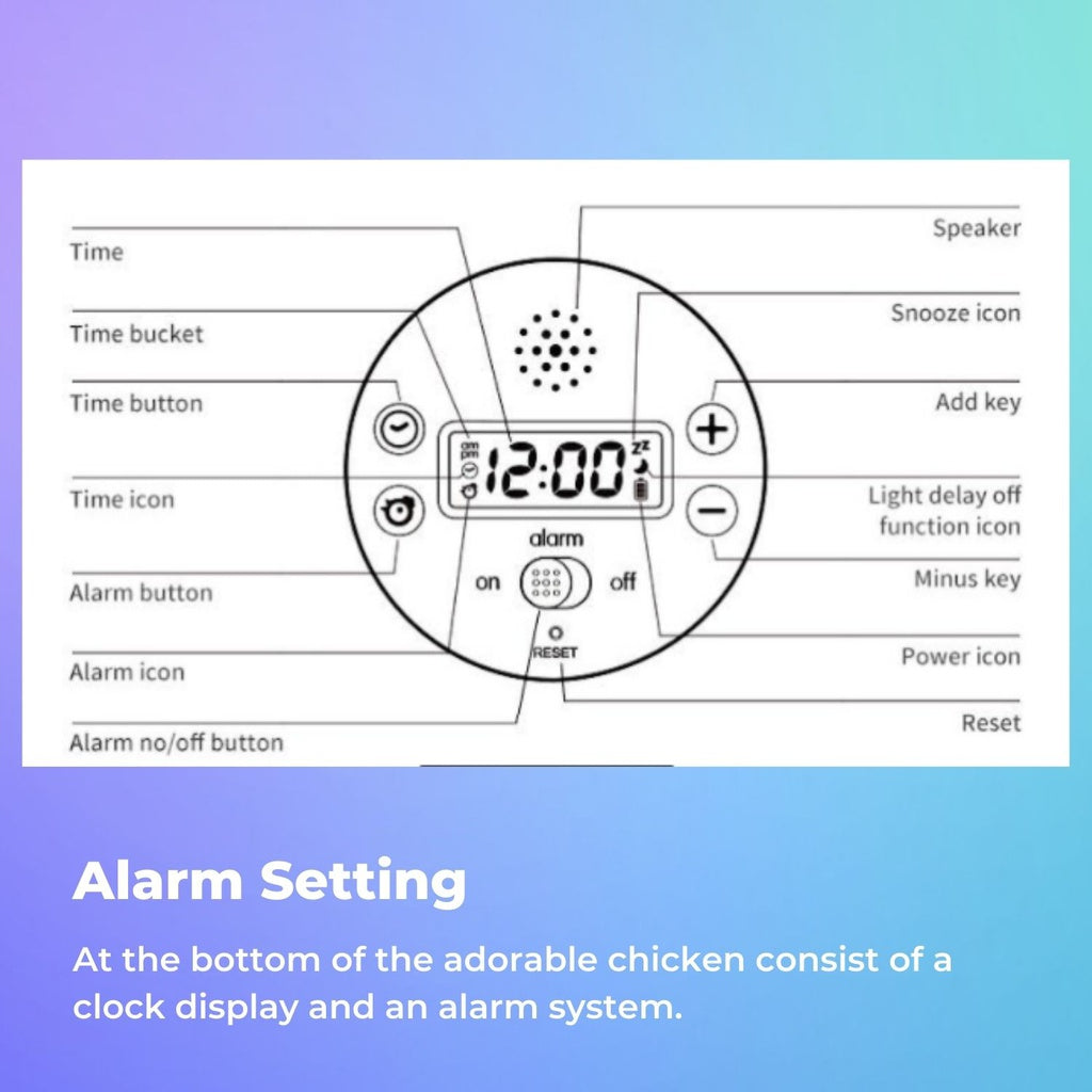 Muid Wake Up Chicken Night Lamp Alarm Clock White HM--104-MUID - image7