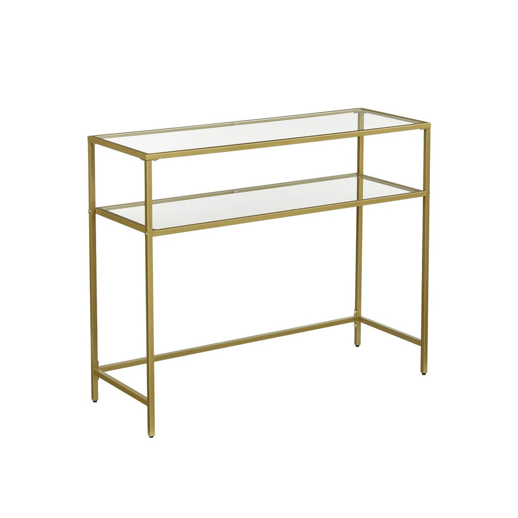 VASAGLE Console Table with Tempered Glass Gold Colour LGT025A01 - image1