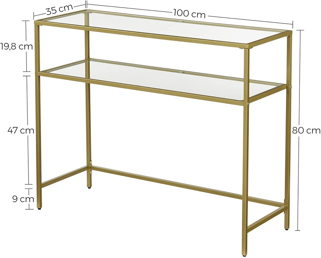 VASAGLE Console Table with Tempered Glass Gold Colour LGT025A01 - image7