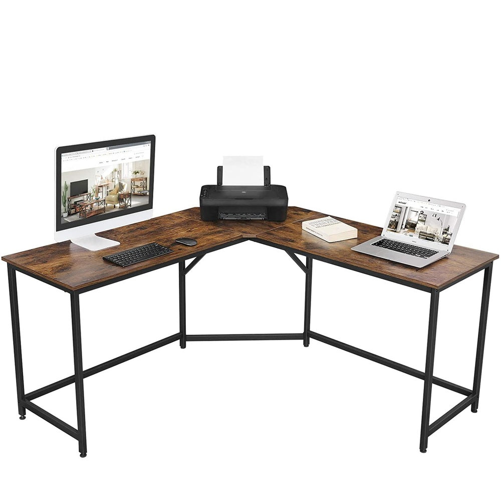 VASAGLE L-Shaped Computer Desk Rustic Brown and Black LWD73X - image11