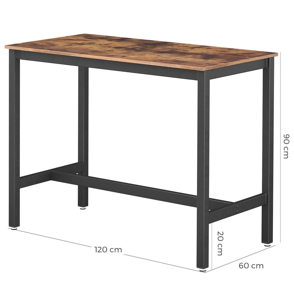 VASAGLE Bar Table Industrial Kitchen Table Dining Table With Solid Metal Frame for Cocktails Bar Party Cellar Restaurant Living Room Wood Look LBT91X - image2