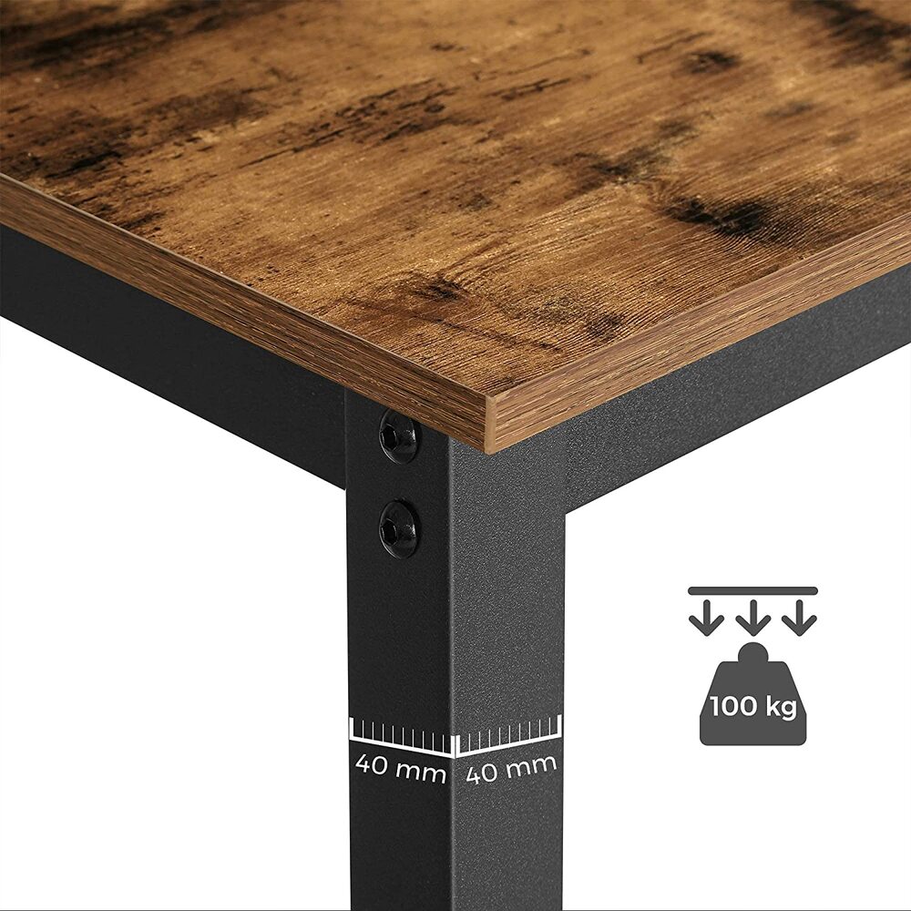 VASAGLE Bar Table Industrial Kitchen Table Dining Table With Solid Metal Frame for Cocktails Bar Party Cellar Restaurant Living Room Wood Look LBT91X - image3