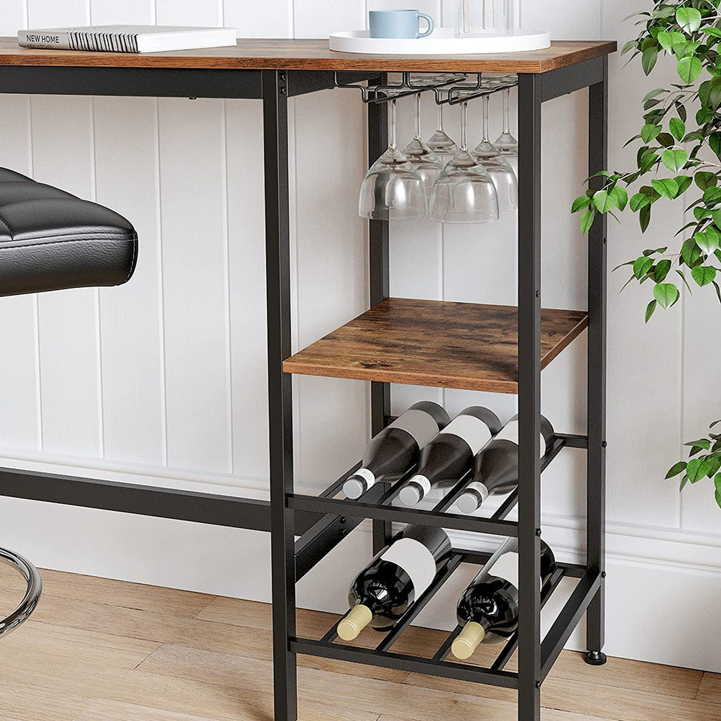 VASAGLE Bar Table with Wine Glass Holder and Bottle Rack LBT013B01 - image5