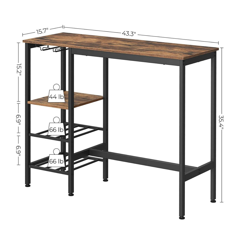 VASAGLE Bar Table with Wine Glass Holder and Bottle Rack LBT013B01 - image6