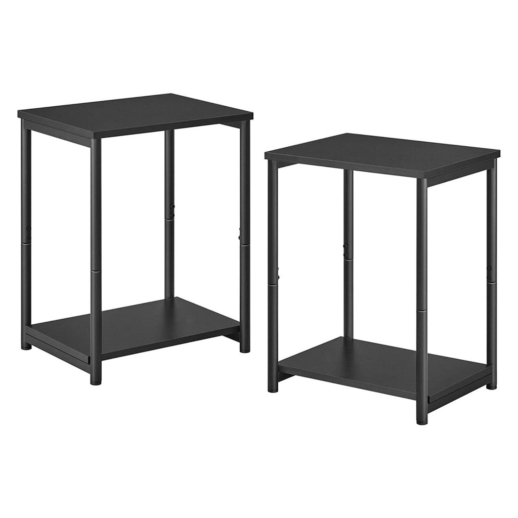 VASAGLE Side Table Set of 2 Charcoal Gray and Black with Storage Shelf LET272B16 - image1