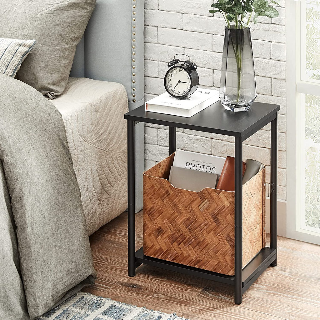 VASAGLE Side Table Set of 2 Charcoal Gray and Black with Storage Shelf LET272B16 - image5