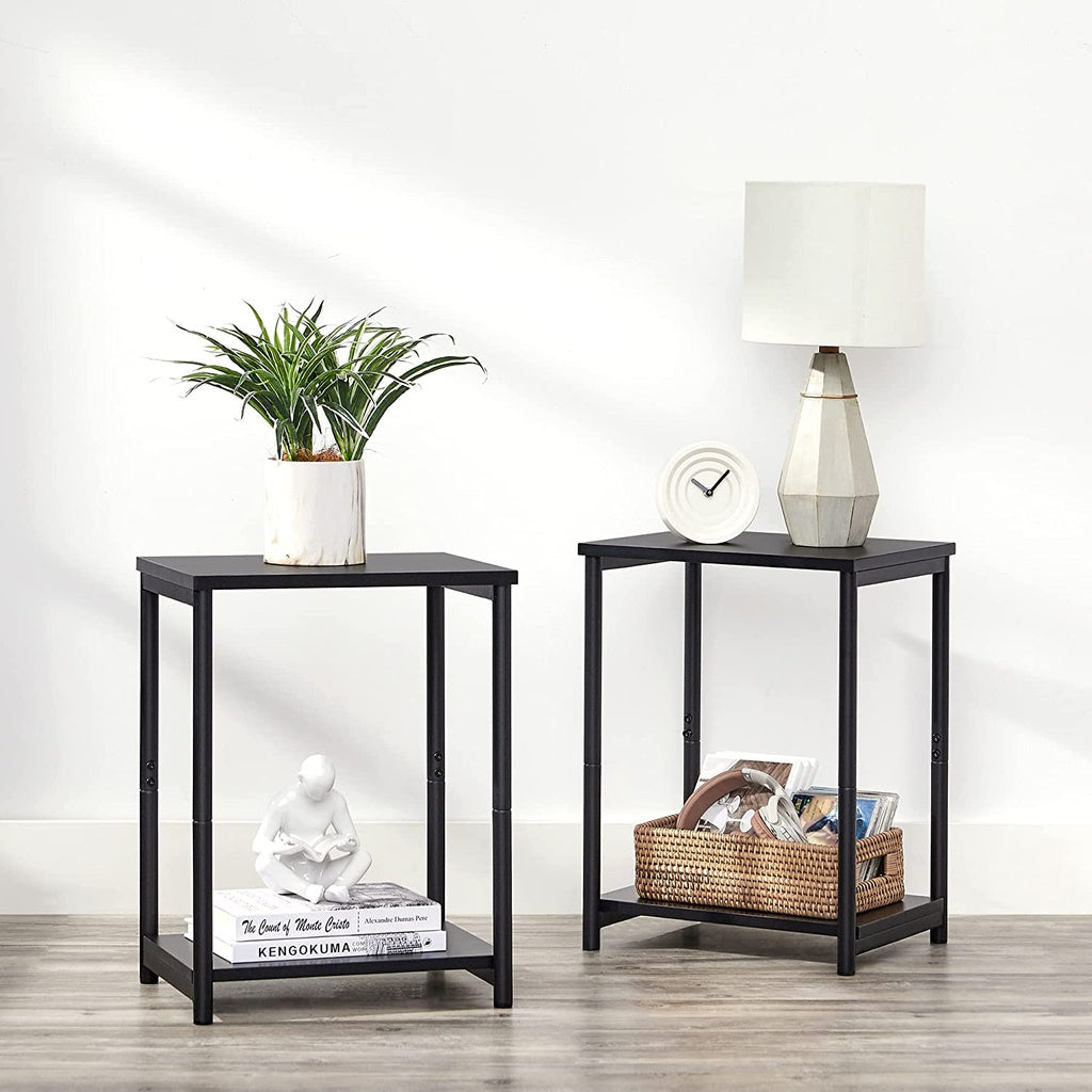 VASAGLE Side Table Set of 2 Charcoal Gray and Black with Storage Shelf LET272B16 - image7