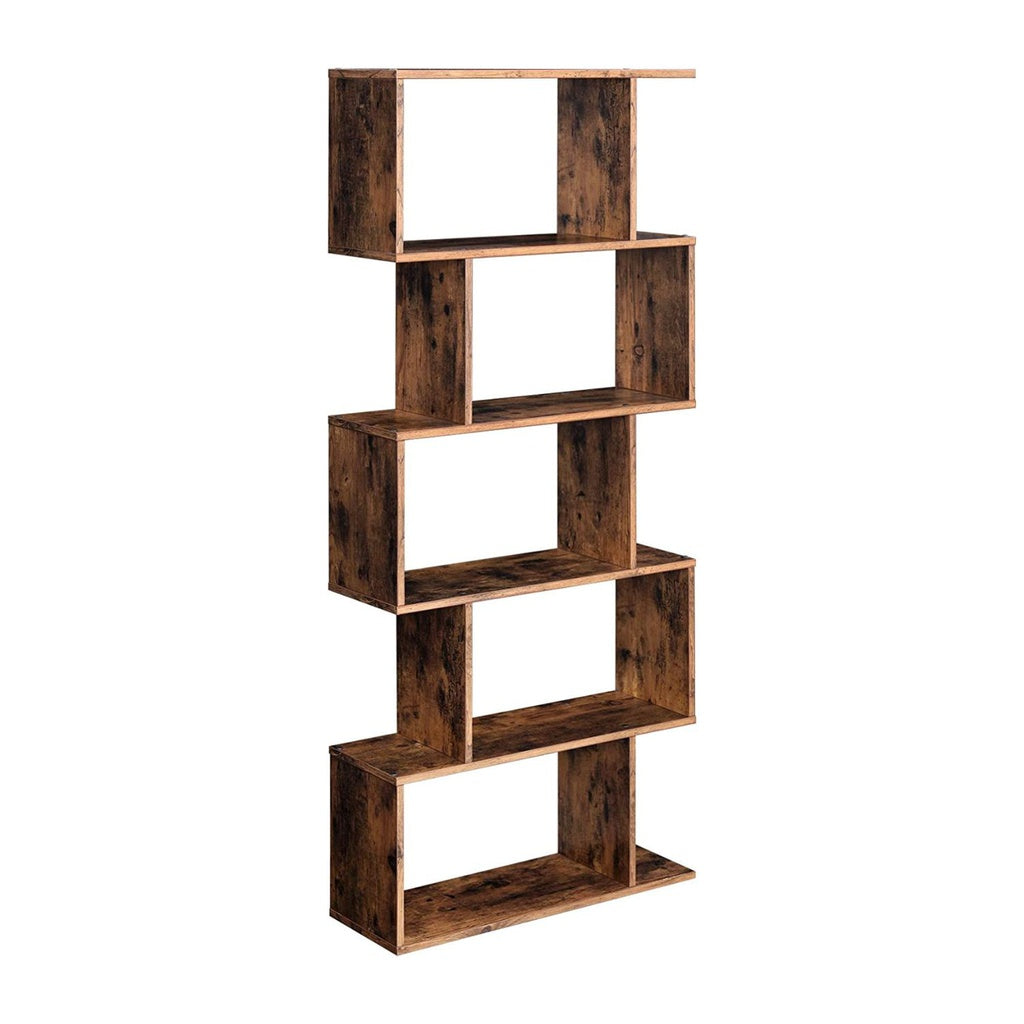 VASAGLE 5-Tier Bookshelf Display Shelf and Room Divider Freestanding Decorative Storage Shelving Rustic Brown LBC62BX - image1