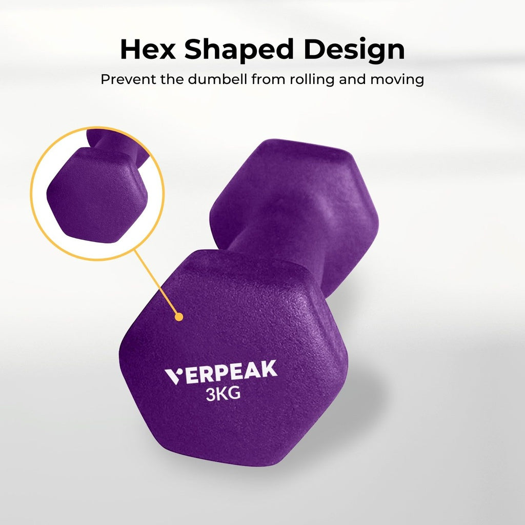 Verpeak Neoprene Dumbbell 3kg x 2 Purple VP-DB-136-AC - image3