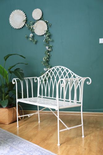 White Lavinia Iron Outdoor Bench - image3