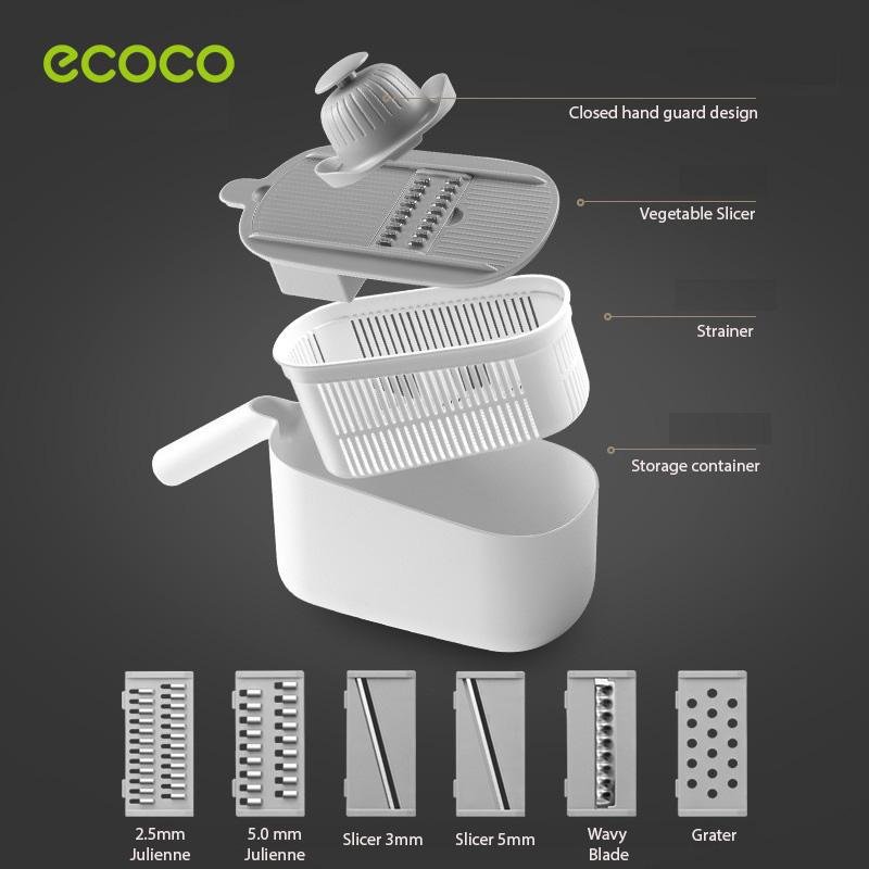 Ecoco Vegetable Chopper Spiralizer Vegetable Slicer Dicer Onion Food Cutter Home Use Grey - image2