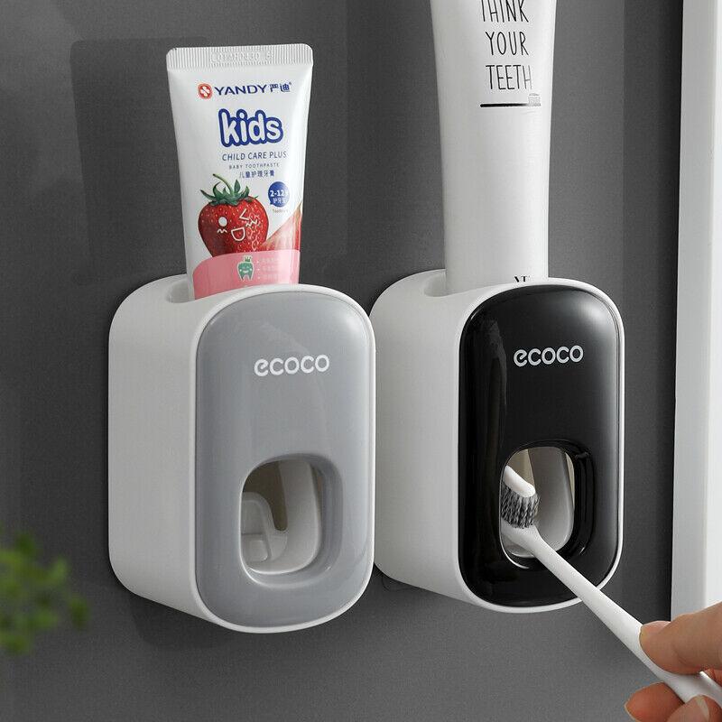 Ecoco Wall mount auto ands Free Toothpaste Dispenser Automatic Toothpaste Squeezer Bathroom Toothpaste Holder Black - image6