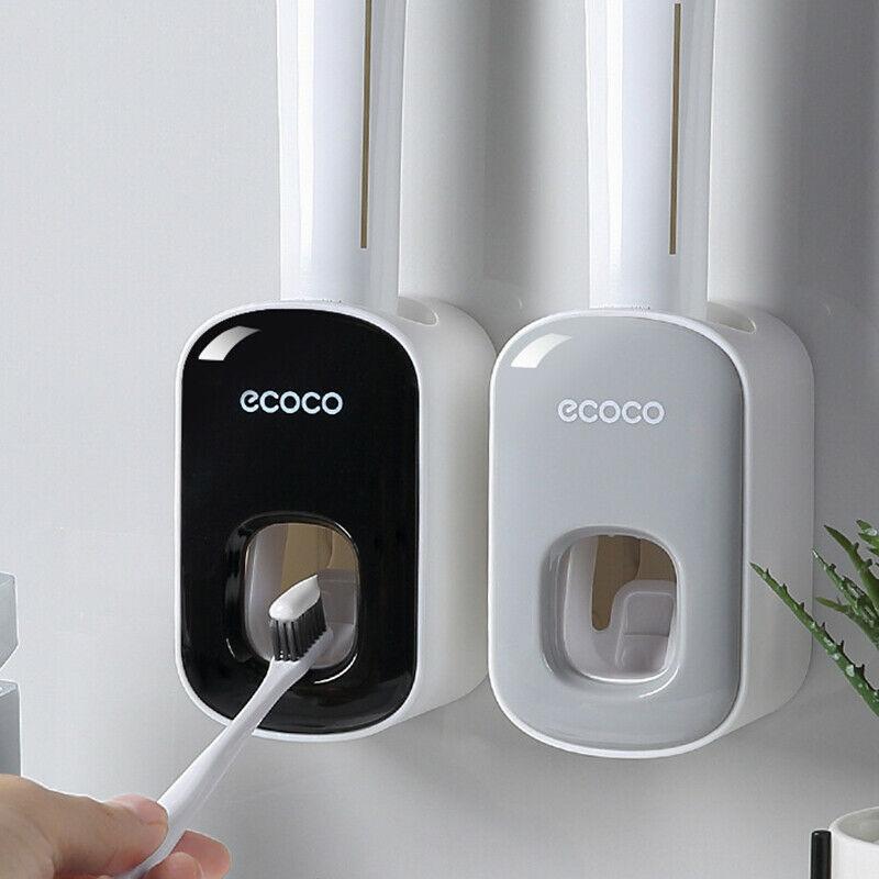 Ecoco Wall mount auto ands Free Toothpaste Dispenser Automatic Toothpaste Squeezer Bathroom Toothpaste Holder Black - image7