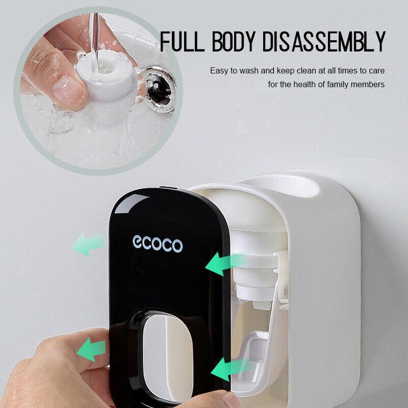 Ecoco Wall mount auto ands Free Toothpaste Dispenser Automatic Toothpaste Squeezer Bathroom Toothpaste Holder Black - image10