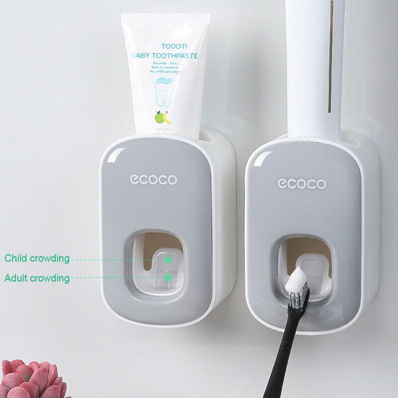 Ecoco Wall mount auto ands Free Toothpaste Dispenser Automatic Toothpaste Squeezer Bathroom Toothpaste Holder Black - image8