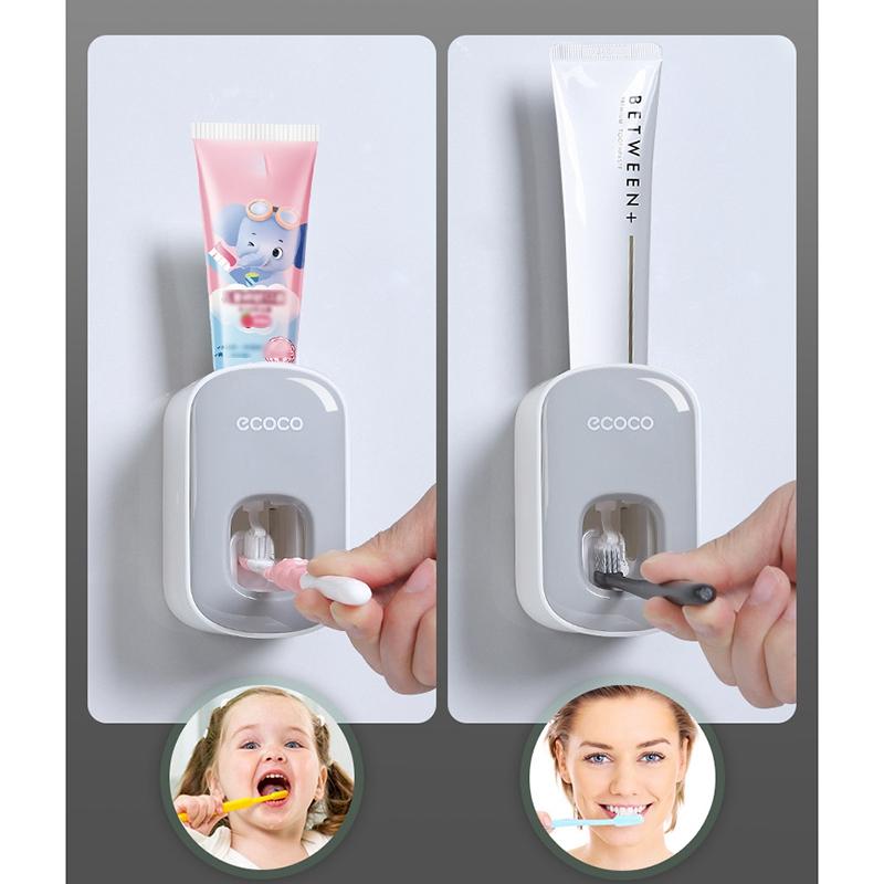 Ecoco Wall mount auto ands Free Toothpaste Dispenser Automatic Toothpaste Squeezer Bathroom Toothpaste Holder Black - image5