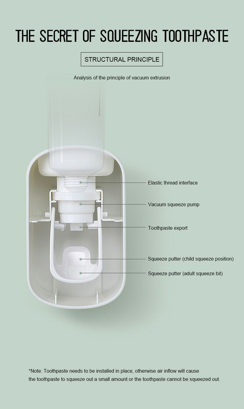 Ecoco Wall mount auto ands Free Toothpaste Dispenser Automatic Toothpaste Squeezer Bathroom Toothpaste Holder Grey - image11