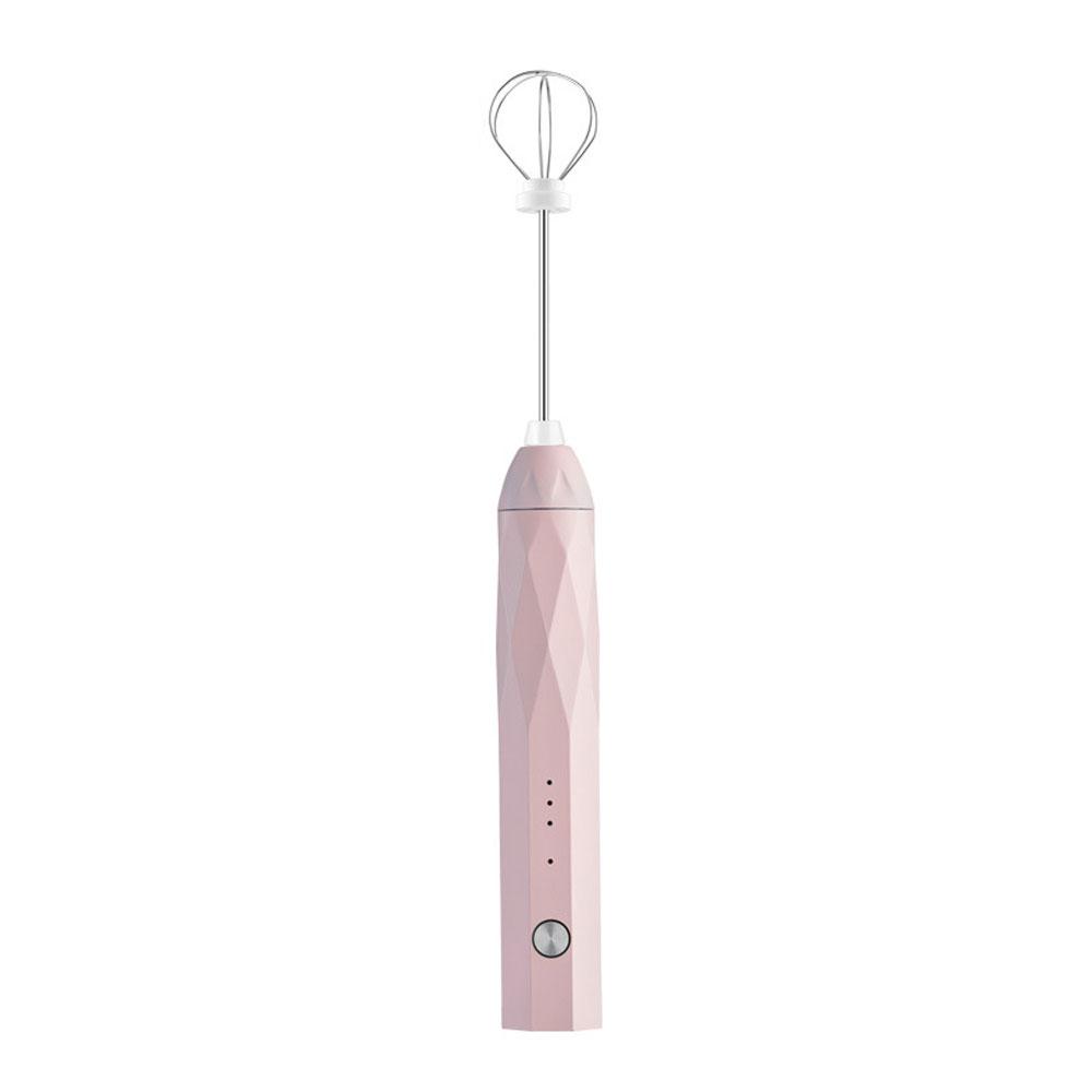 USB Charging Electric Egg Beater Milk Frother Handheld Drink Coffee Foamer Pink with 2 Stainless Steel Whisks - image1